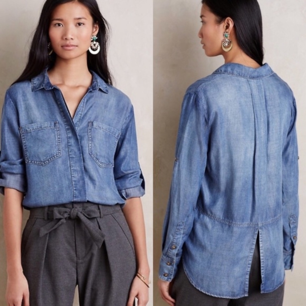Cloth & Stone Split Back Chambray Shirt